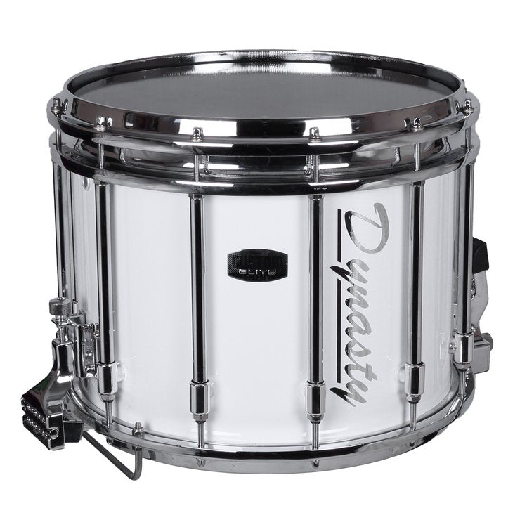 14" Dynasty DFZ Marching Snare Drum - White w/ Aluminum Polished Hardware MS-Z14WA-W