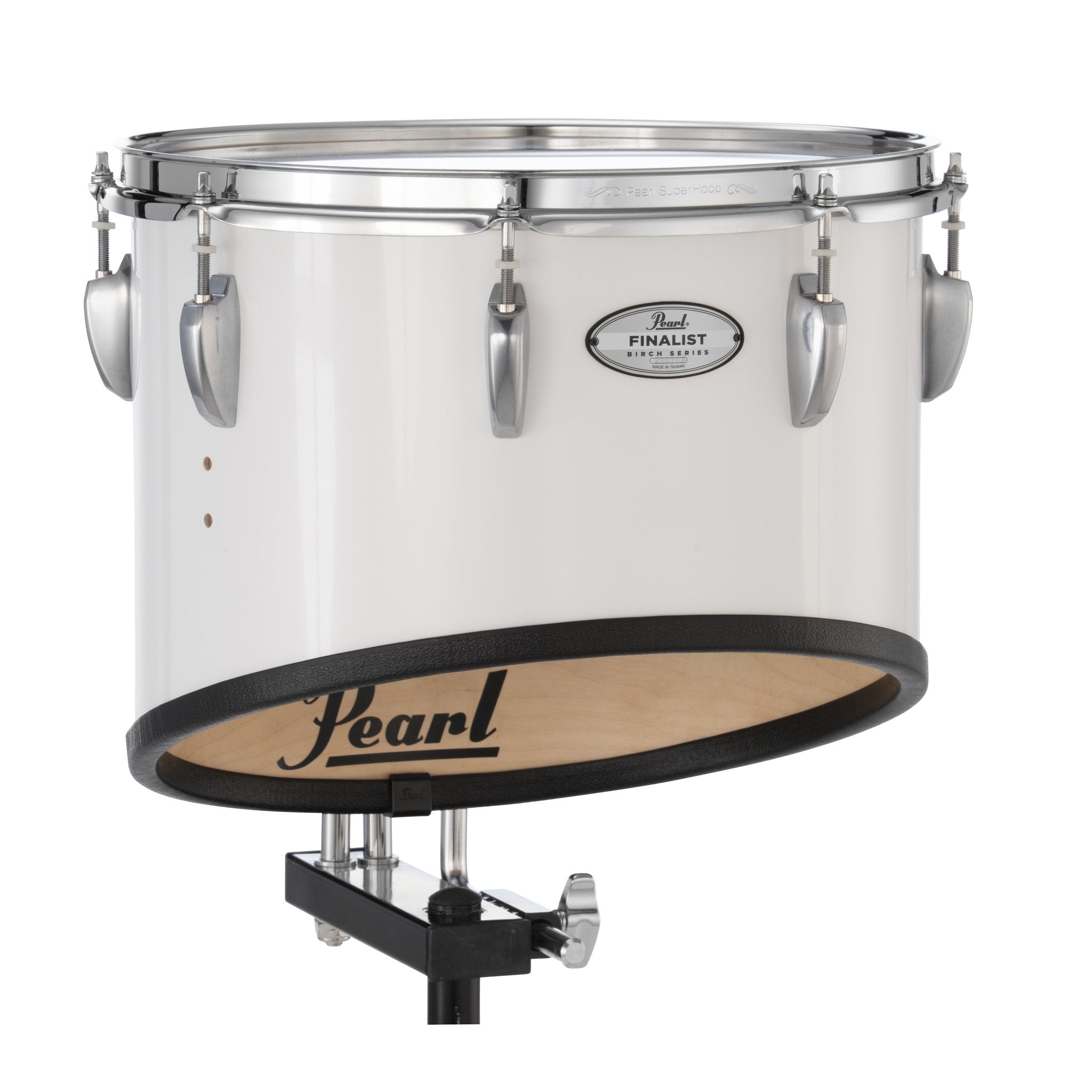 14x12.4 - Pure White - Pearl Finalist Birch Marching Tenor - Undrilled FMTB14/A33 Right Angle