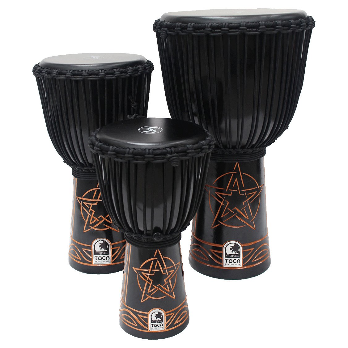 3 Sully Erna Black Mamba Wood Rope Tuned Djembes 8", 10", and 12"