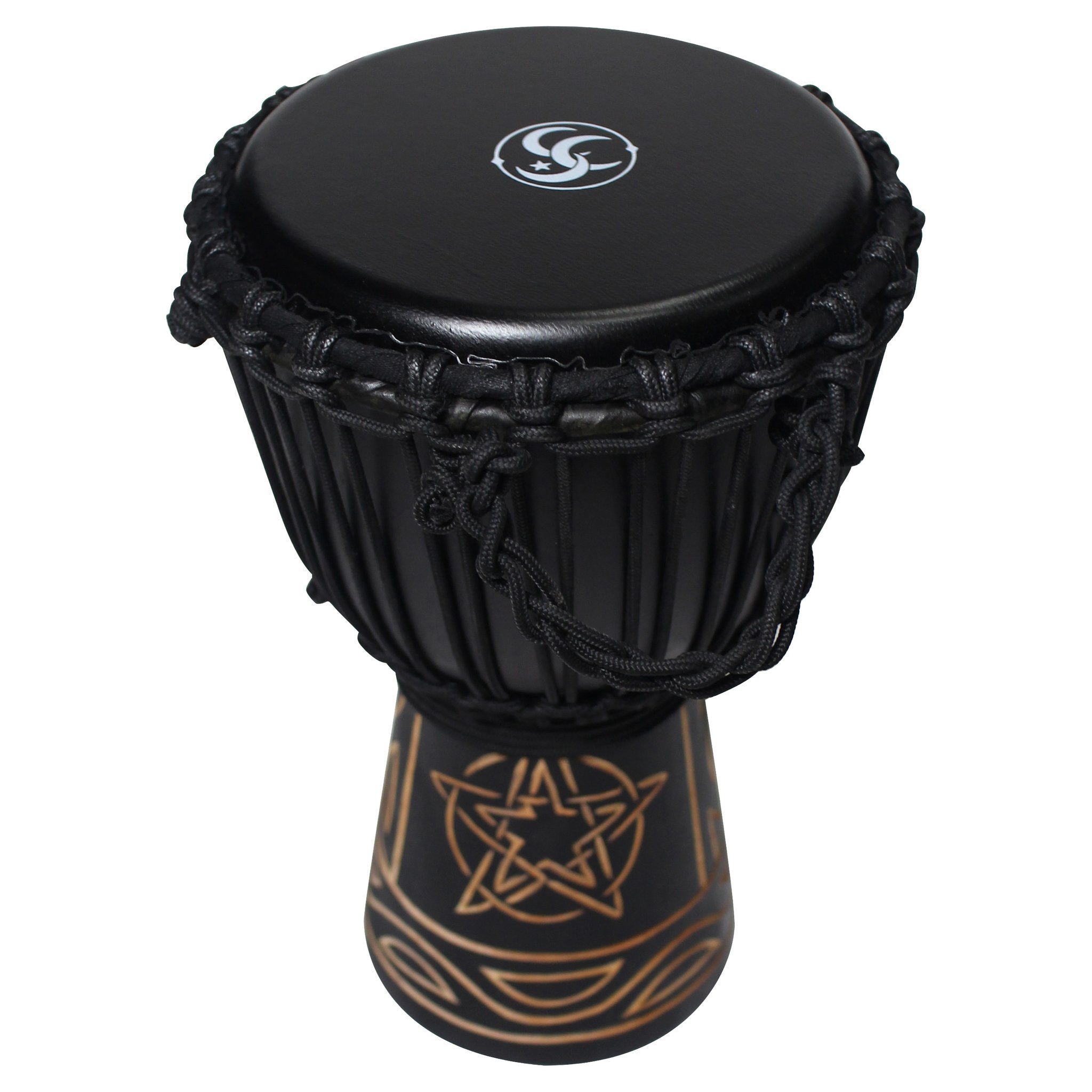 8" Sully Erna Black Mamba Tuned Djembe View of Head with Logo