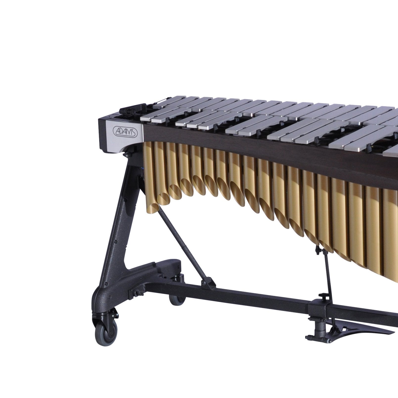 Adams Alpha Series 3.5 Octave Vibraphone, Silver Bars, w/Motor and Apex Frame Espresso, Gold Resonators ADM-VAWA35S/9E3