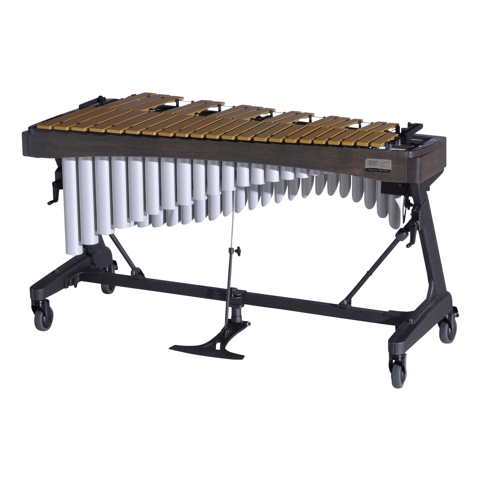 Adams Alpha Vibraphone with Gold Bars, Silver Resonators, and Graphite Rails Players Side
