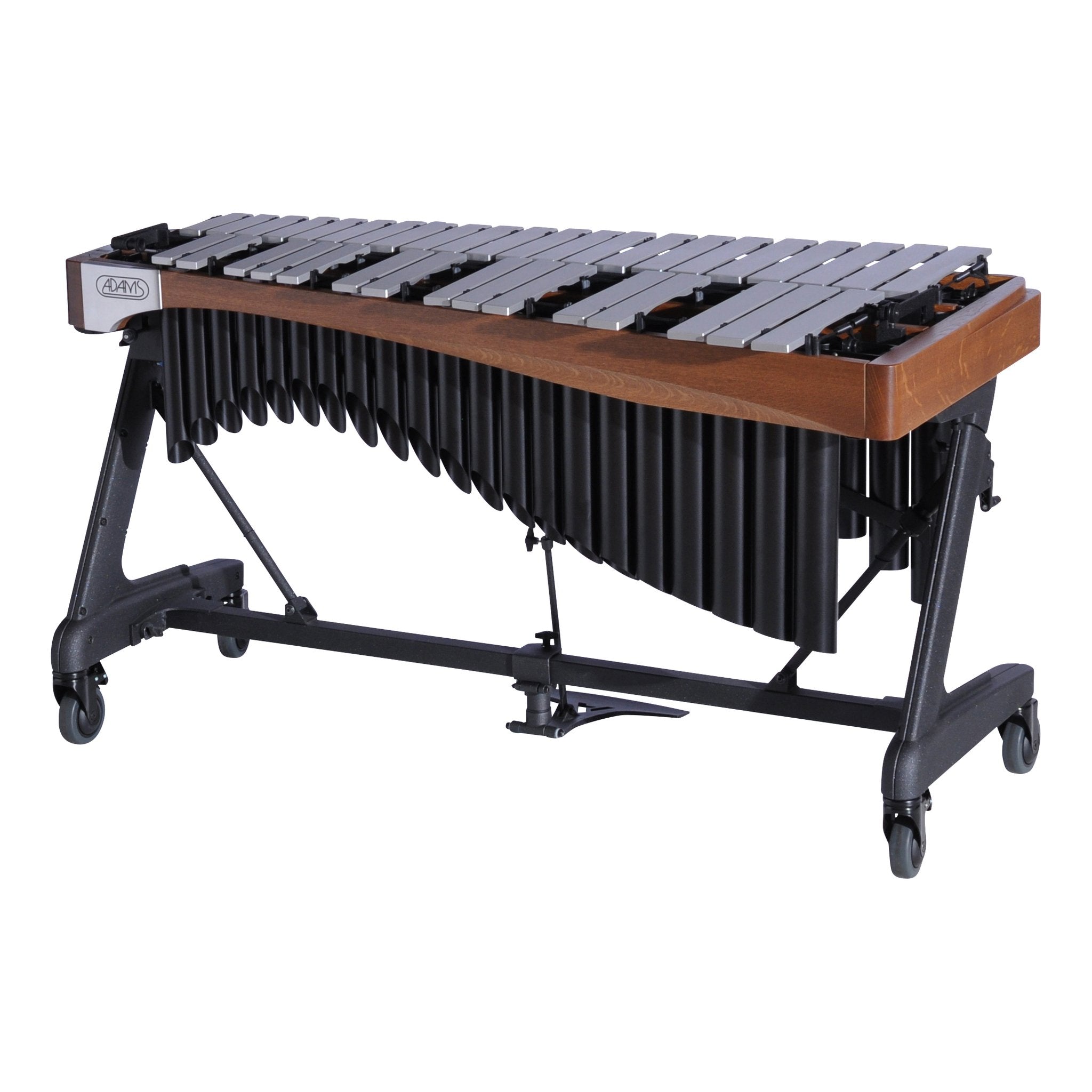 Adams Alpha Vibraphone with Silver Bars, Black Resonators and Walnut Rails Audience Side