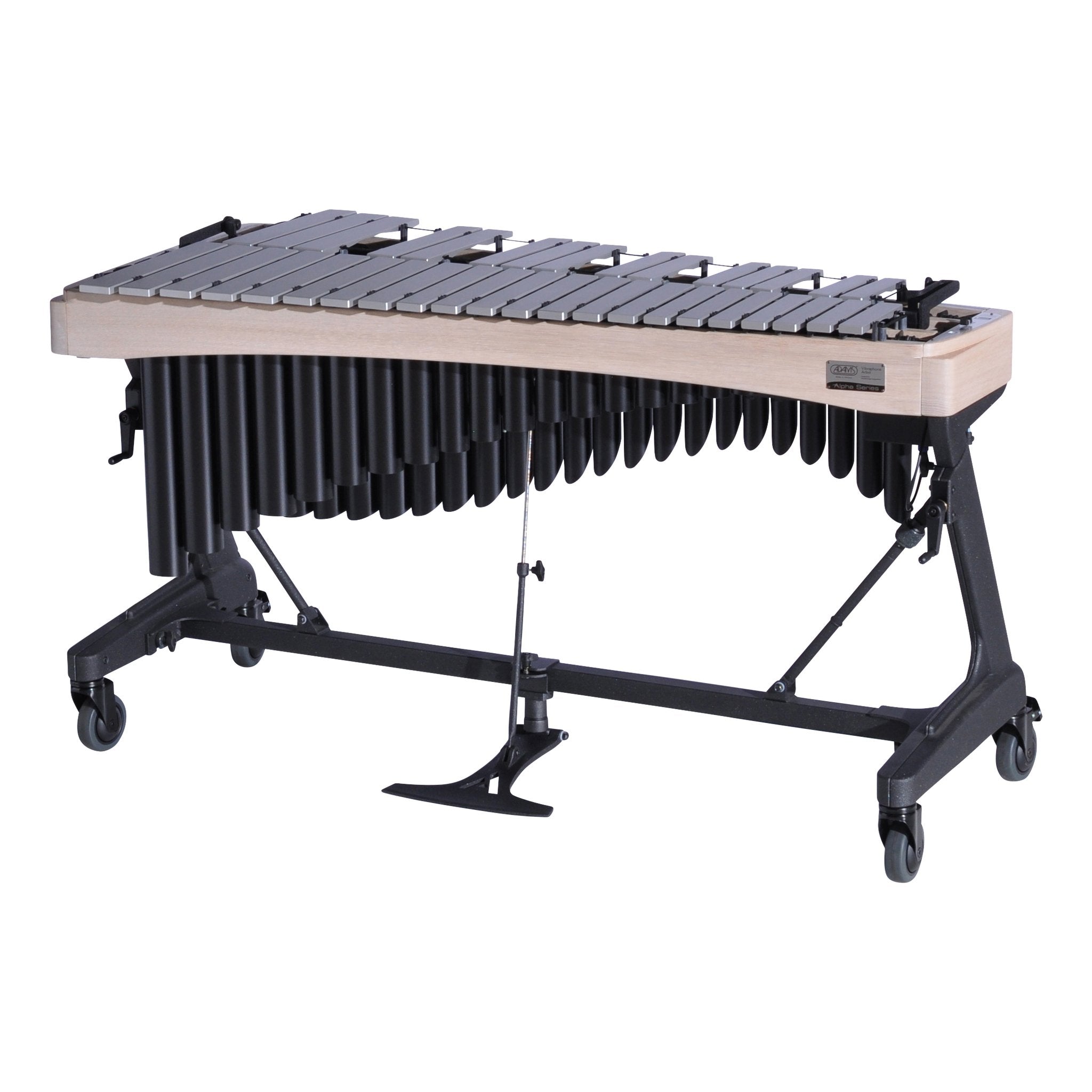 Adams Alpha Vibraphone with Silver Bars, Black Resonators, and Whitewash Rails Players Side