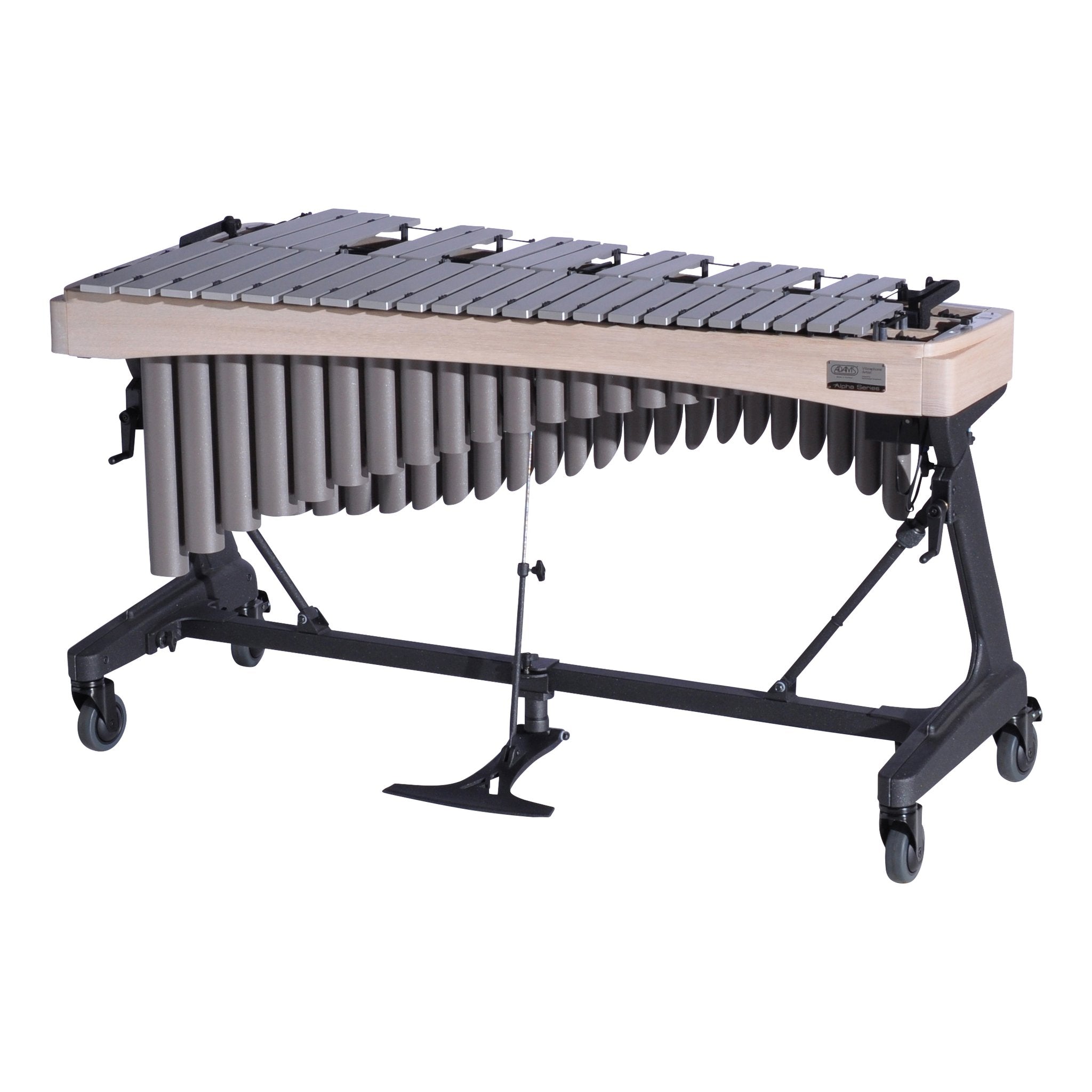 Adams Alpha Vibraphone with Silver Bars, Desert Resonators and Whitewash Rails Players Side