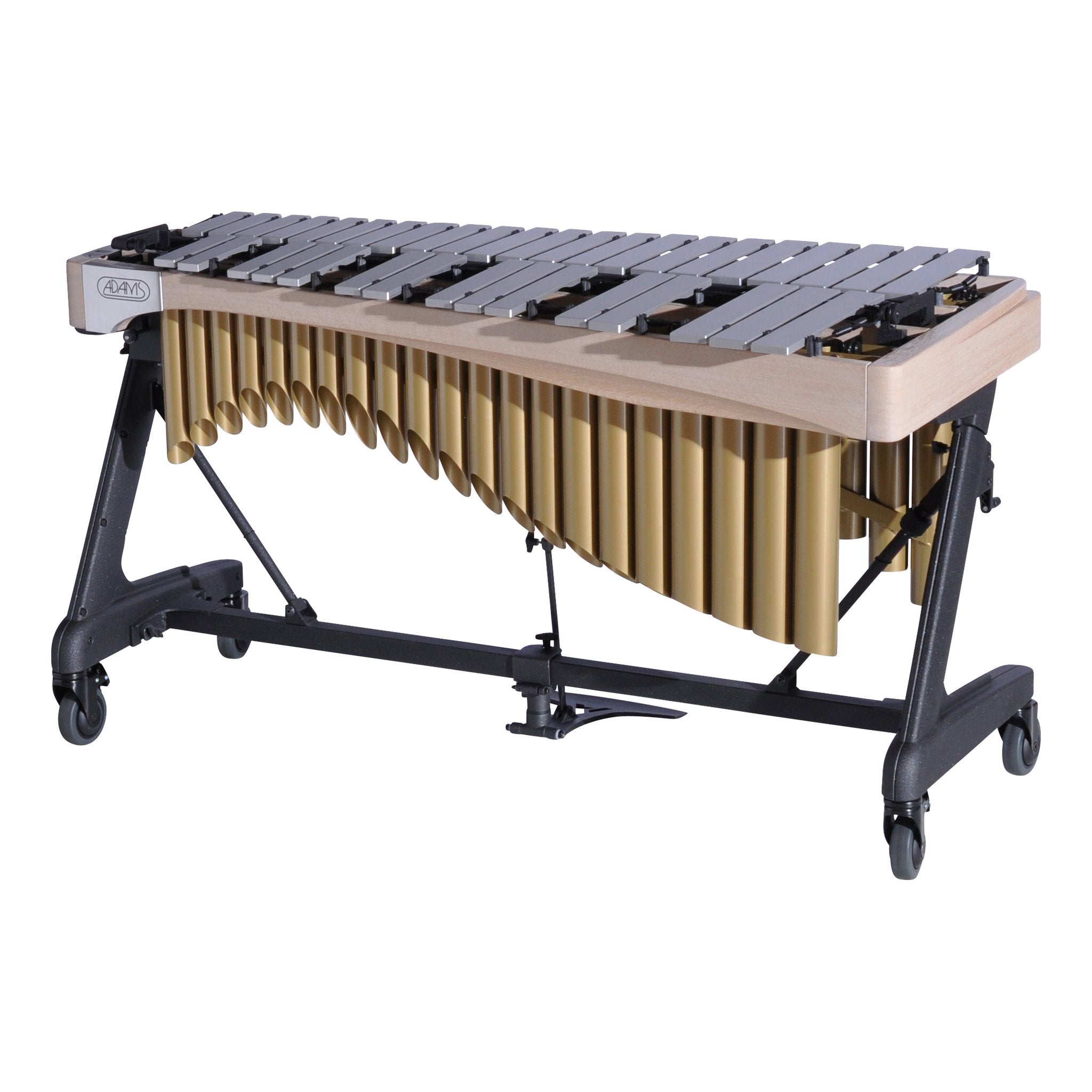 Adams Alpha Vibraphone with Silver Bars, Gold Resonators and Whitewash Rails Audience Side