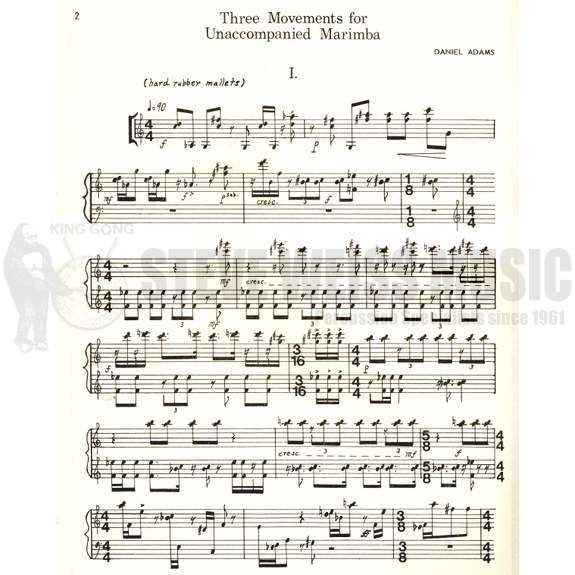 Adams-Three Movements for Unaccompanied Marimba-M