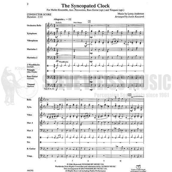 Anderson-Syncopated Clock, The arr. Koszarek (SP)-B/V/X/2 M/P/Opt. 3T/Opt. BG