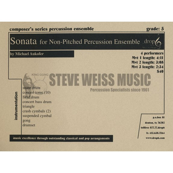 Aukofer-Sonata for Non-Pitched Percussion Ensemble (SP)- /DS