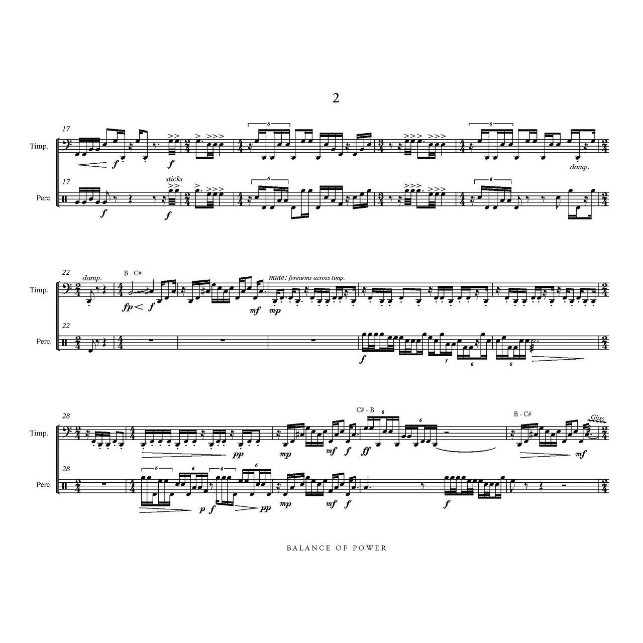 Balance of Power Duet for Timpani & Percussion Daniel McCarthy Score Sample Page