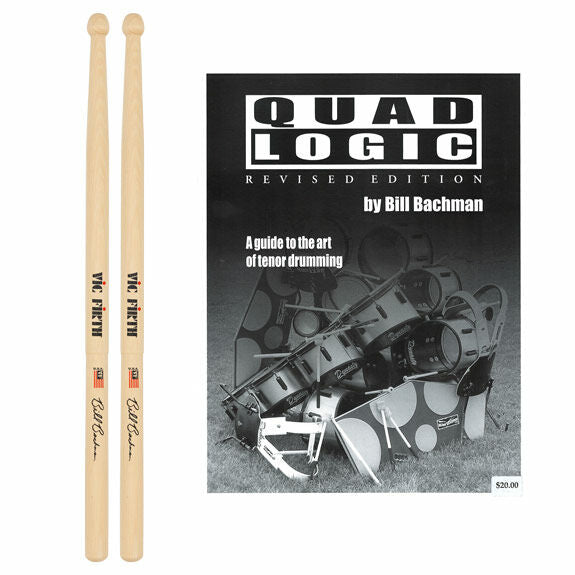 Bill Bachman Signature Bundle Vic Firth Billy Club Tenor Drumsticks and Quad Logic