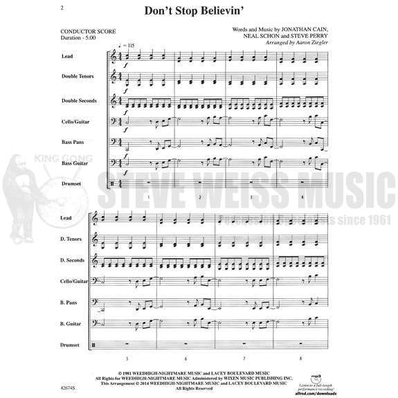 Cain/Schon/Perry-Don't Stop Believin' arr. Ziegler (SP)- Steel drs./DS/Opt. BG