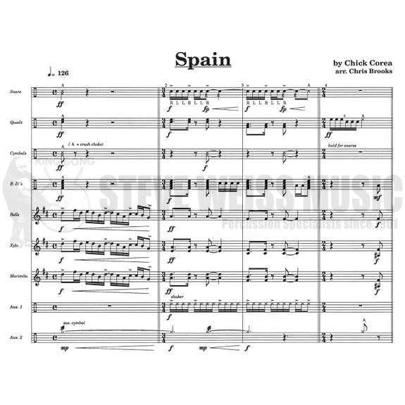 Corea-Spain arr. Brooks (SP) - B/V/X/M/P (marching perc.)