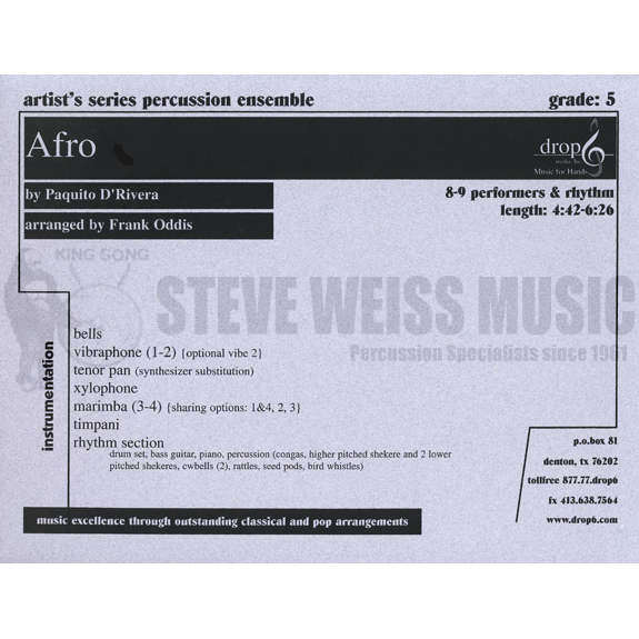 D'Rivera, Paquito-Afro arr. Oddis-B/V/C/3-4M/4T/DS/P/BG/PN-SP