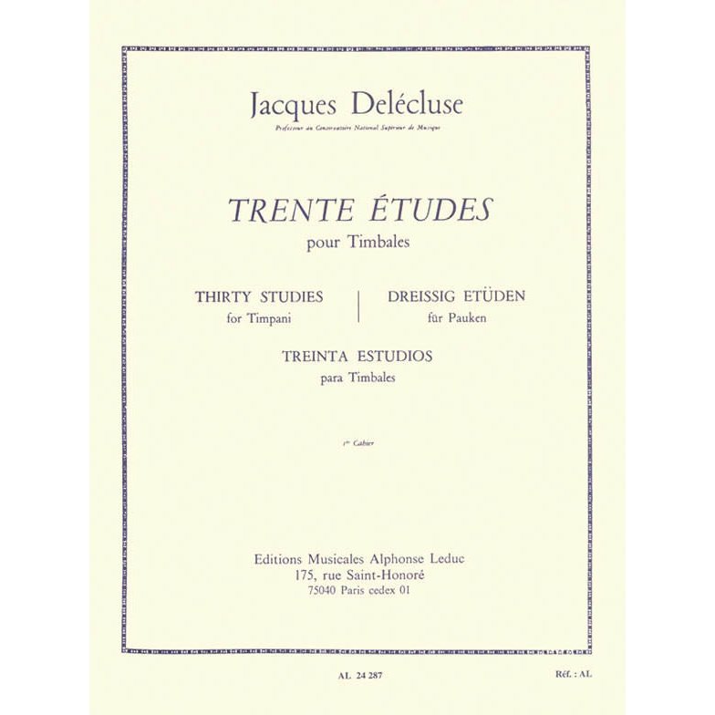 Delecluse-30 Studies for Timpani Volume I