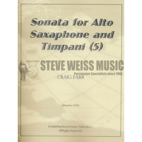 Farr-Sonata for Alto Sax and Timpani (SP)-5T/ASX