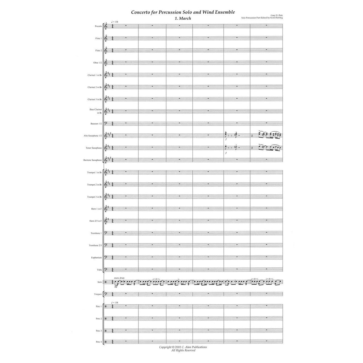 Gary Ziek Concerto for Percussion Solo and Wind Ensemble Score Example