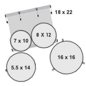 Gretsch Catalina Maple 5 Piece Shell Pack (22/10/12/16/14SN) Silver Sparkle GRE-CM1-E825-SS Configuration