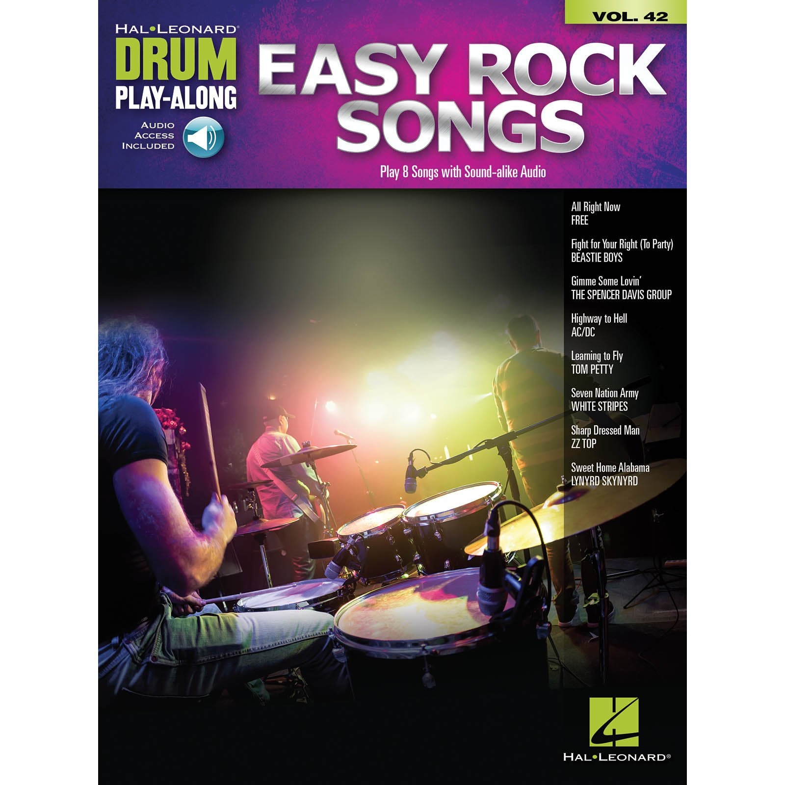 Hal Leonard Drum Play-Along-Easy Rock Songs vol. 42 (Audio Access Included)