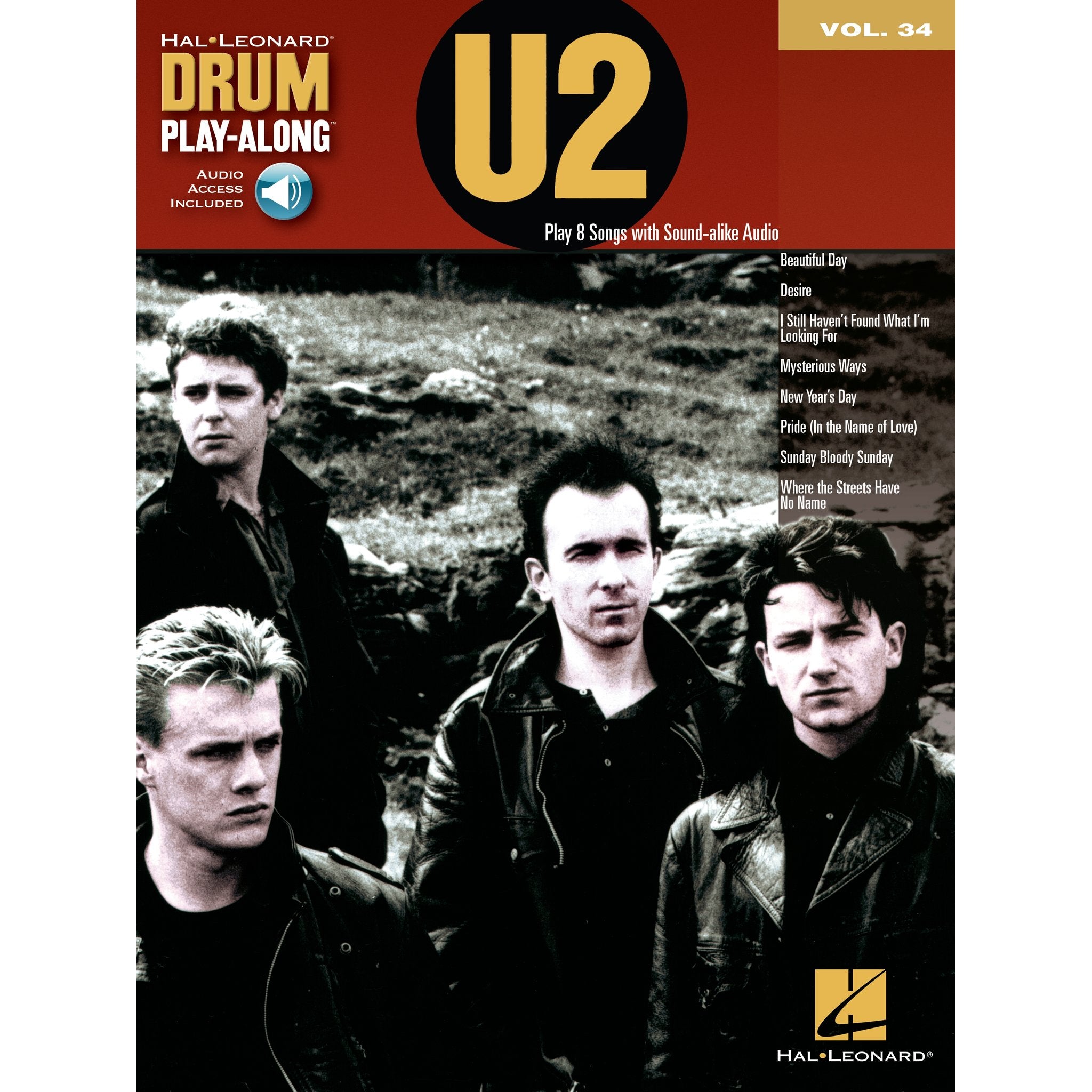 Hal Leonard Drum Play-Along-U2 vol. 34 (Audio access included)