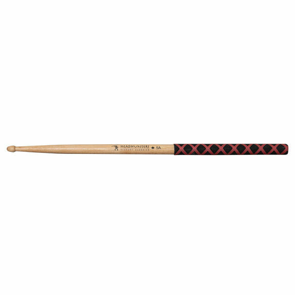 Headhunters Hickory Classic 5A Drumsticks with Red/Black Extreme Grip