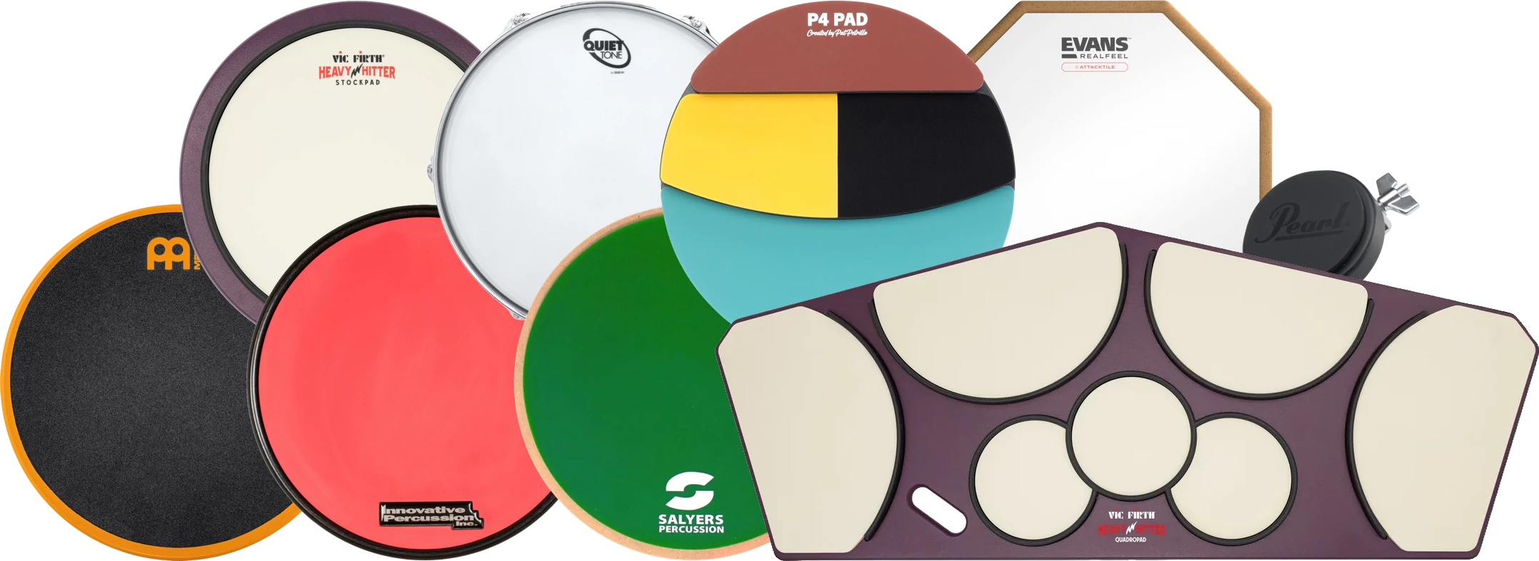 Various practice pads.
