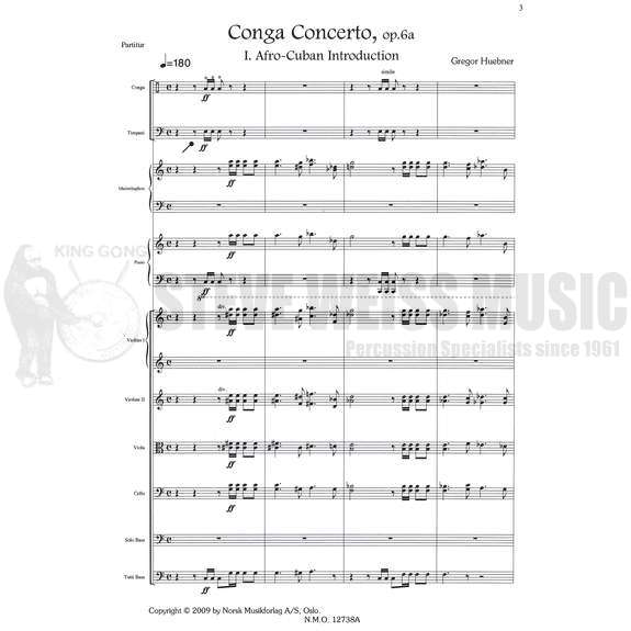Huebner-Conga Concerto Op.6a (StS)-Solo conga/PN/M/4T/ String orch.