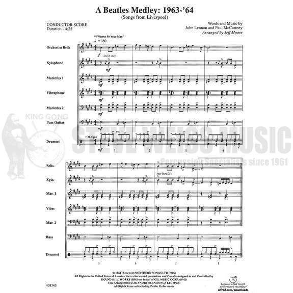 Lennon/McCartney-Beatles Medley: 1963-64 arr. Moore (SP)- B/V/X/2M/DS/BG