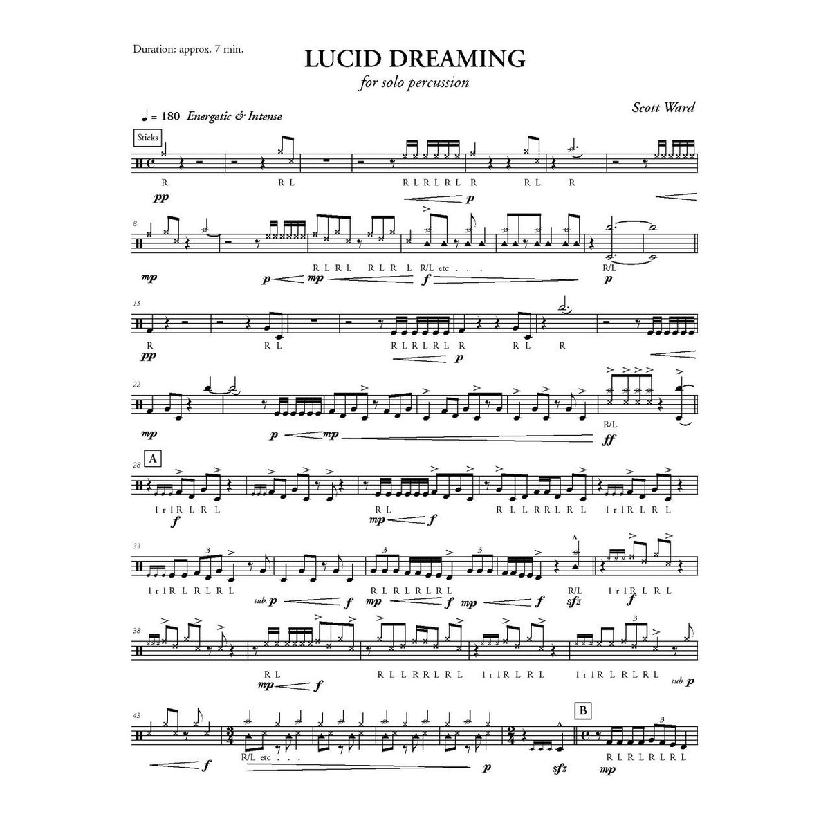 Lucid Dreaming for Multi Percussion Solo Scott Ward sample page