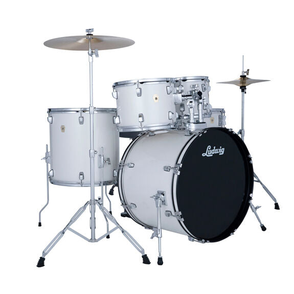 Ludwig Accent 5pc Drum Set - 22" Bass Drum - Snow Dust Finish