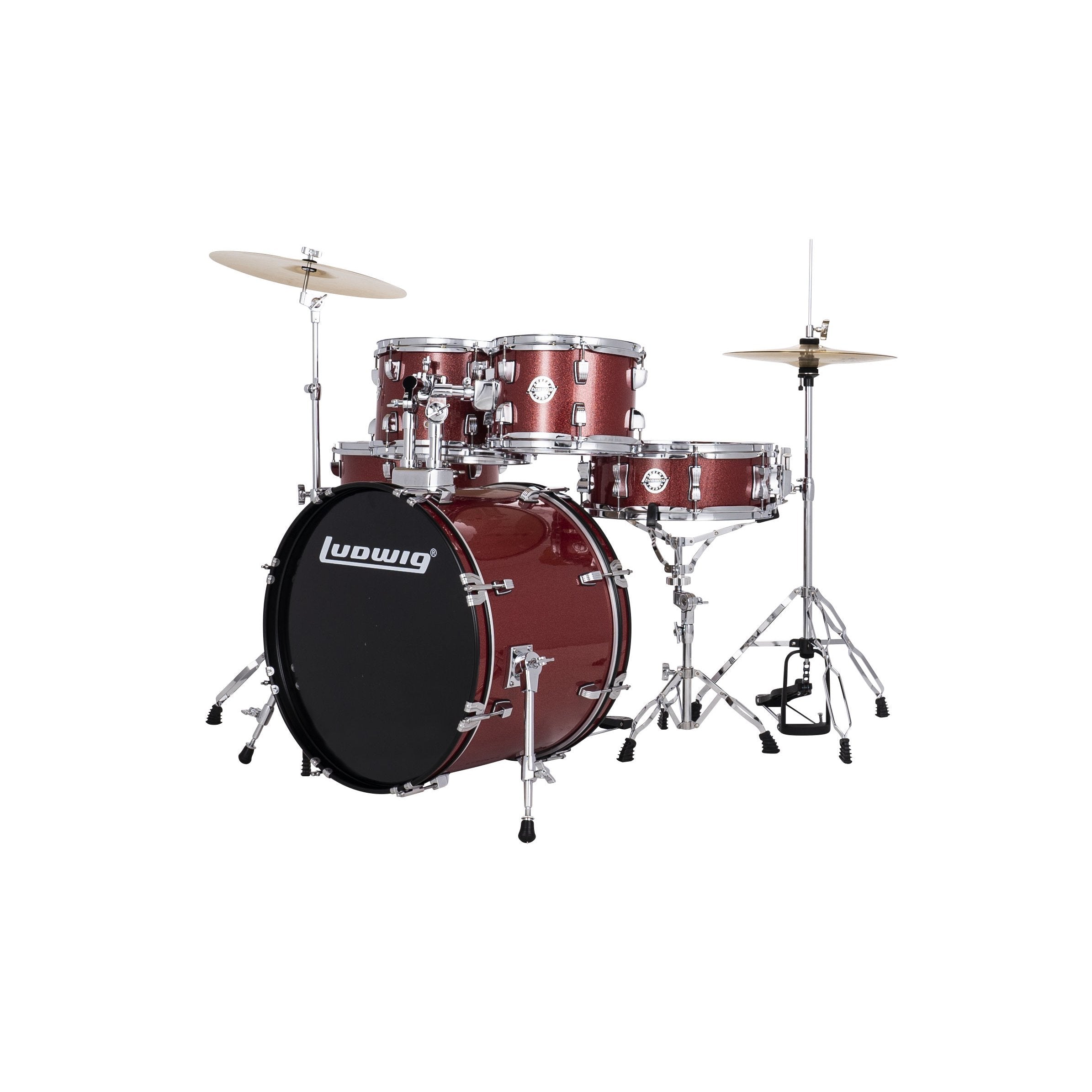 Ludwig Accent CS Combo Fusion Drum Set - 20" Bass Drum - Red Sparkle - Image 2