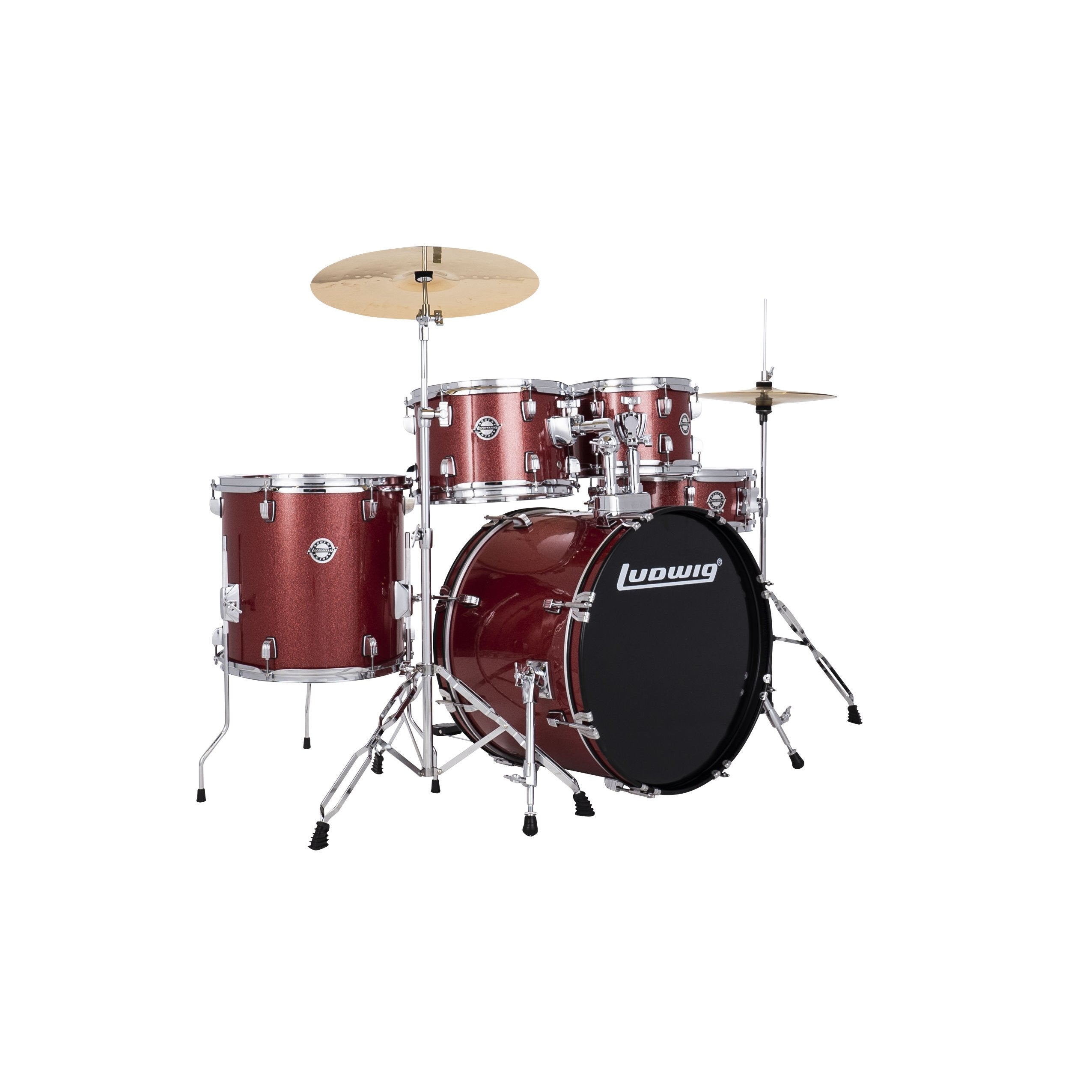 Ludwig Accent CS Combo Fusion Drum Set - 20" Bass Drum - Red Sparkle - Image 1
