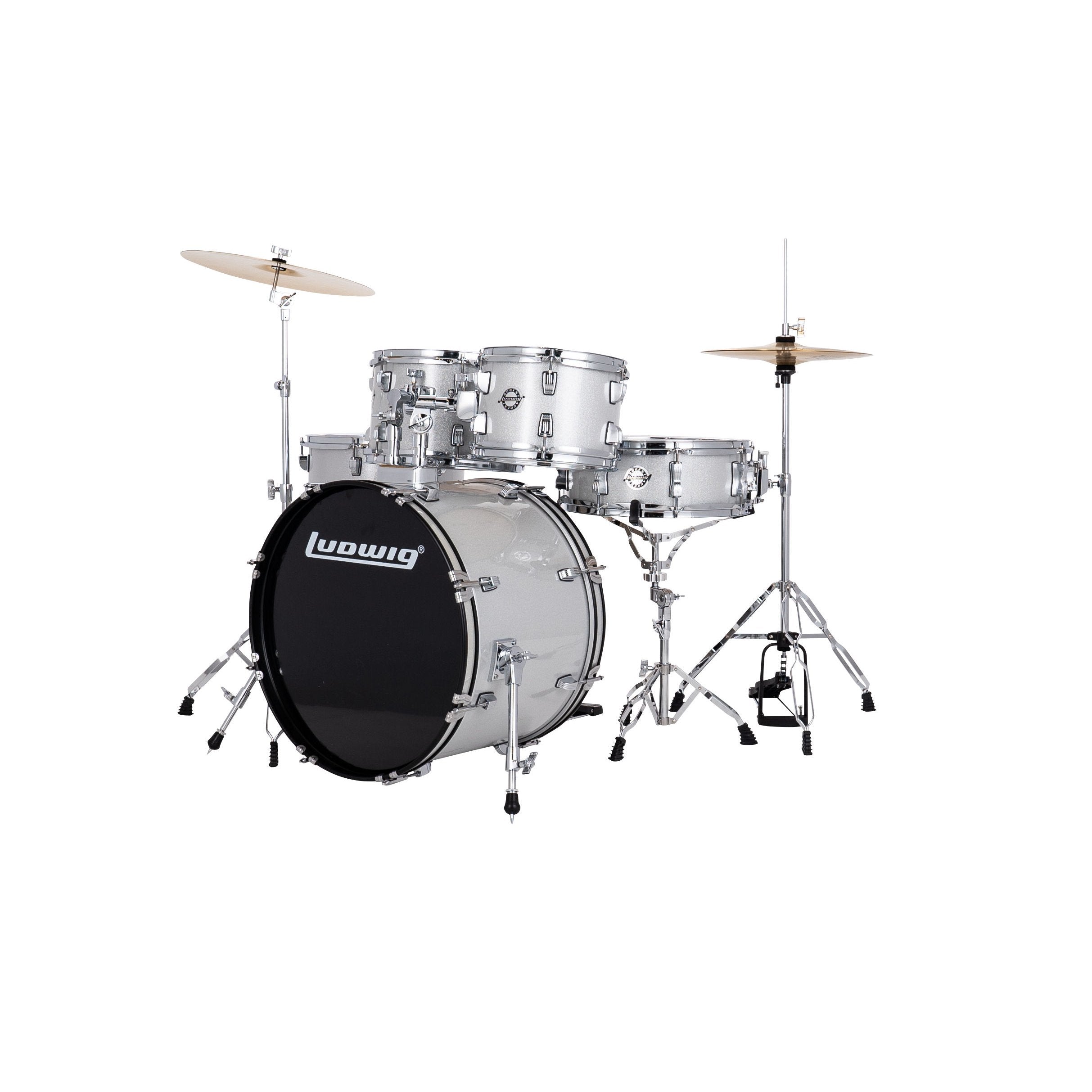 Ludwig Accent CS Combo Fusion Drum Set - 20" Bass Drum - Silver Sparkle - Image 2