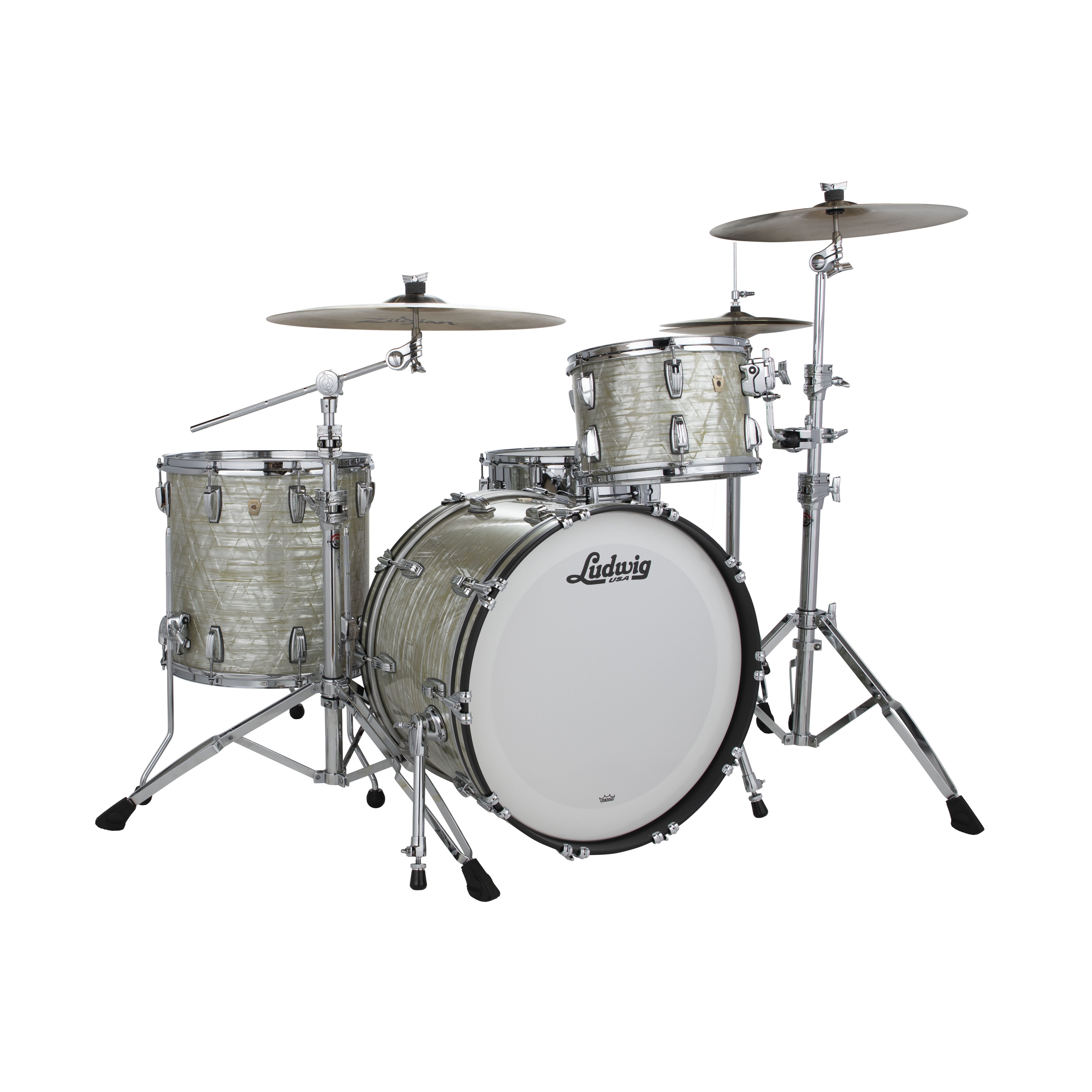 Ludwig Classic Maple Fab 3-Piece Shell Pack Drum Set - 22" Bass Drum - Classic Olive Pearl - Image 1