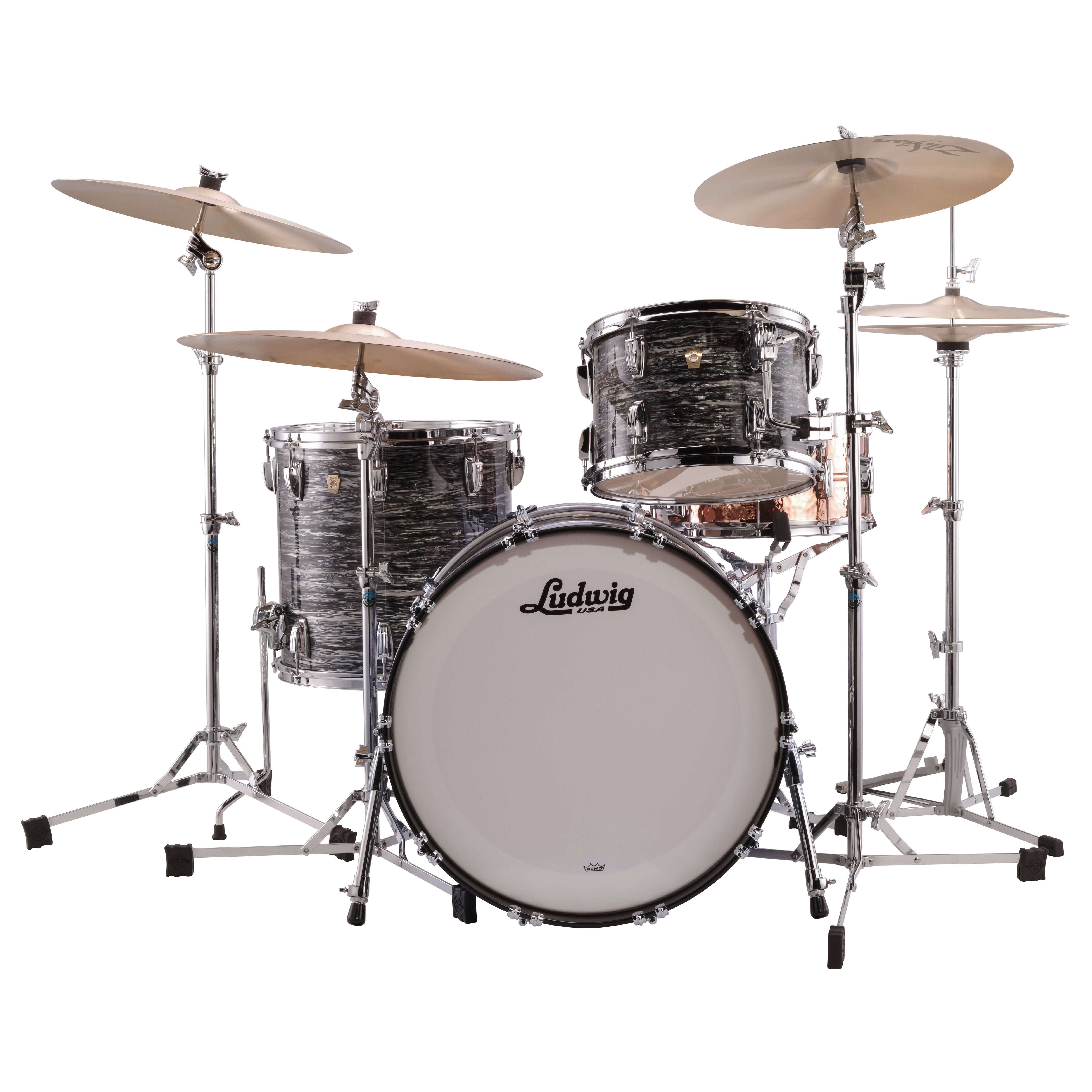 Ludwig Classic Maple Fab 3-Piece Shell Pack Drum Set - 22" Bass Drum - Vintage Black Oyster - Image 1