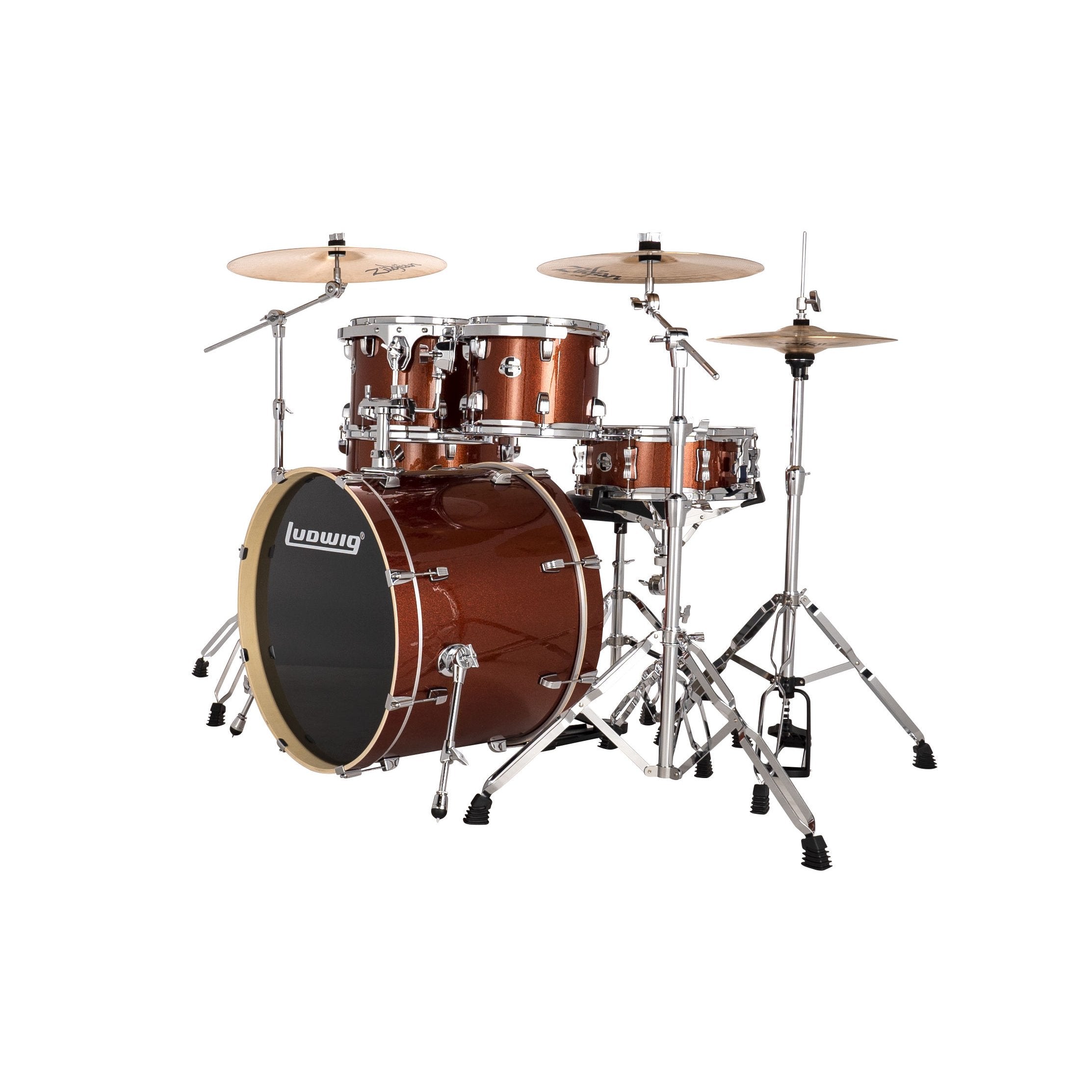 Ludwig Evolution 6-piece Drum Set with Hardware - 22" Bass Drum - Copper Finish - Image 2
