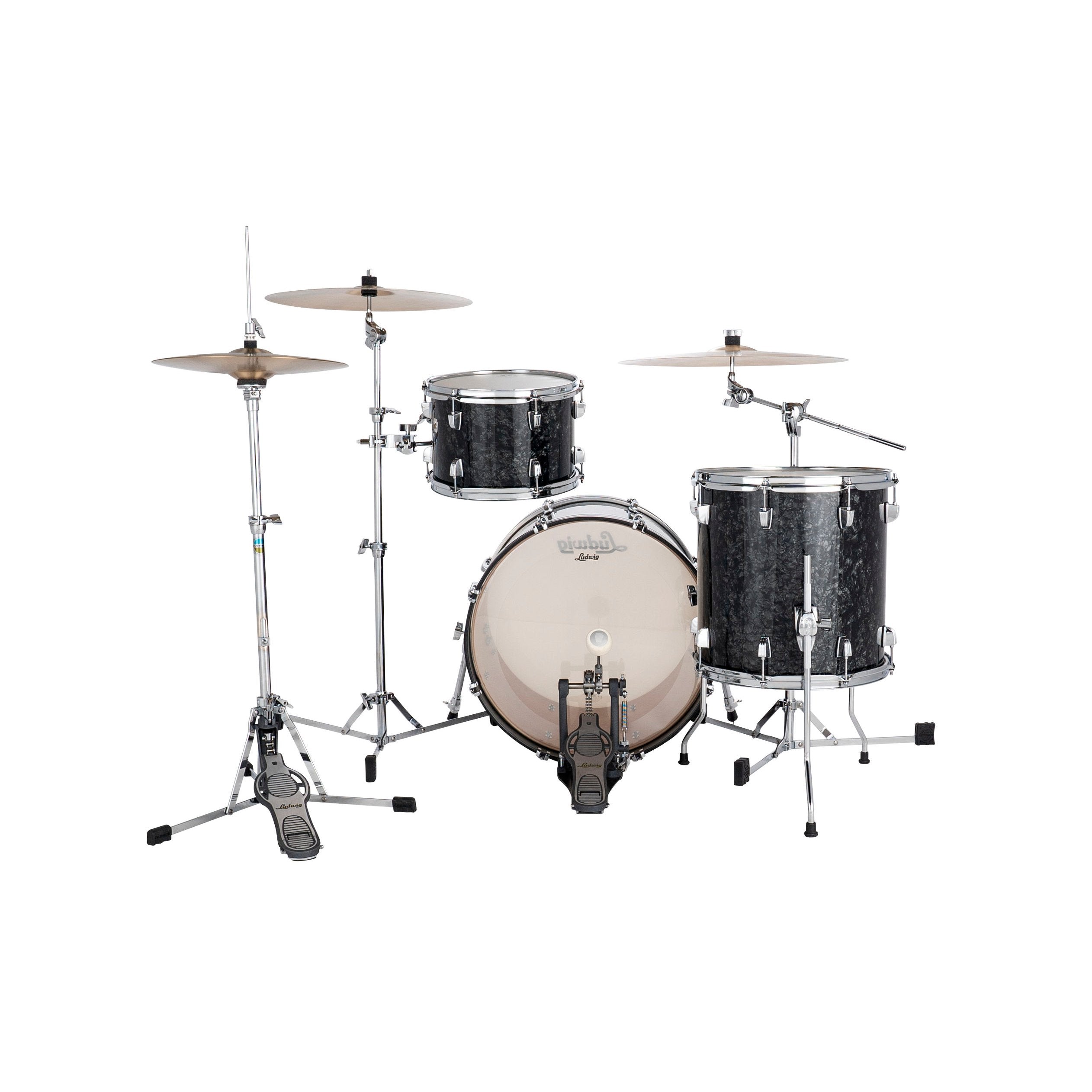 Ludwig NeuSonic Downbeat 3-piece Drum Set Shell Pack - Ebony Pearl - Image 3