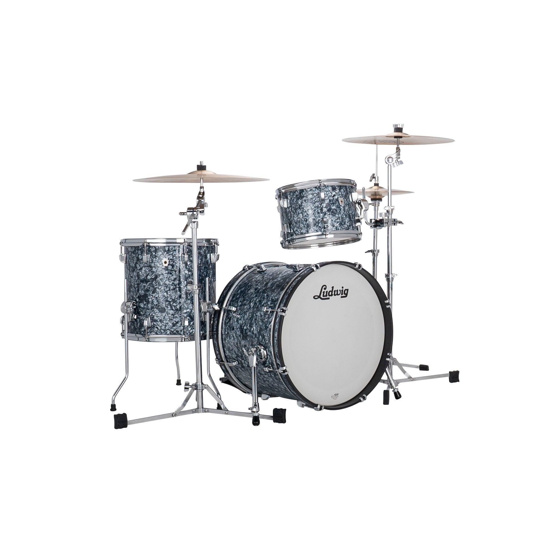 Ludwig NeuSonic Downbeat 3-piece Drum Set Shell Pack - Steel Blue Pearl - Image 3