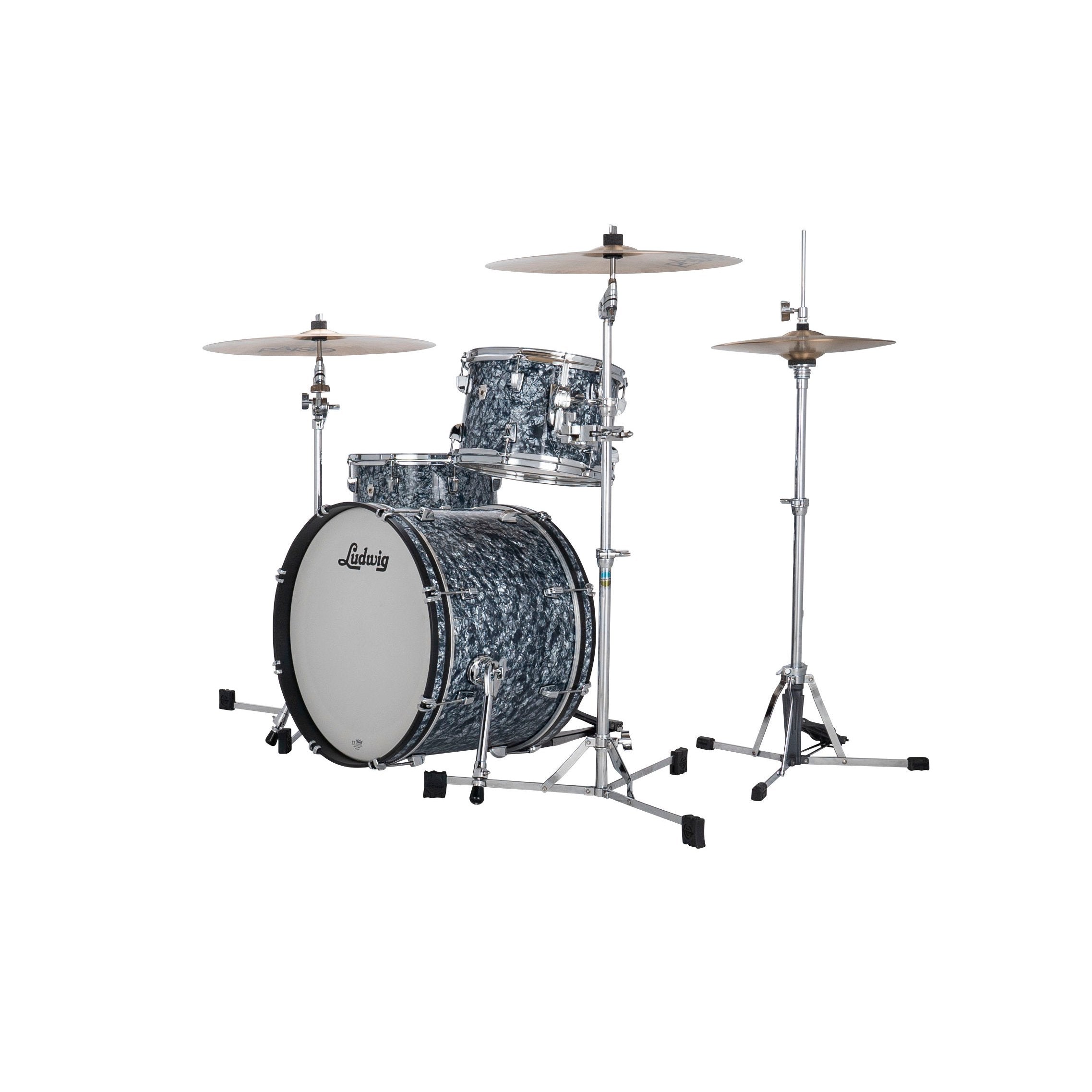 Ludwig NeuSonic Downbeat 3-piece Drum Set Shell Pack - Steel Blue Pearl - Image 1