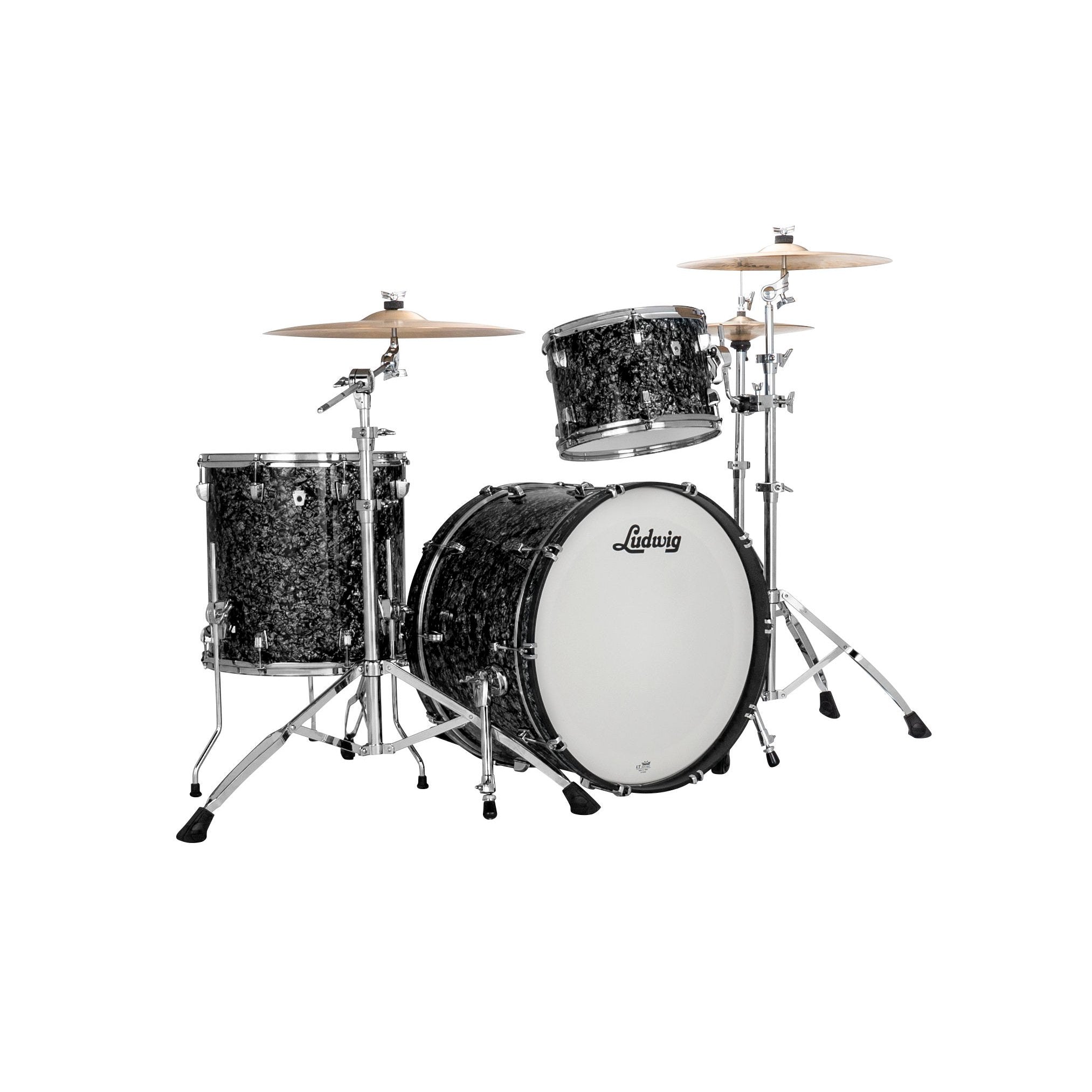 Ludwig NeuSonic Fab 3-piece Drum Set Shell Pack - Ebony Pearl - Image 2