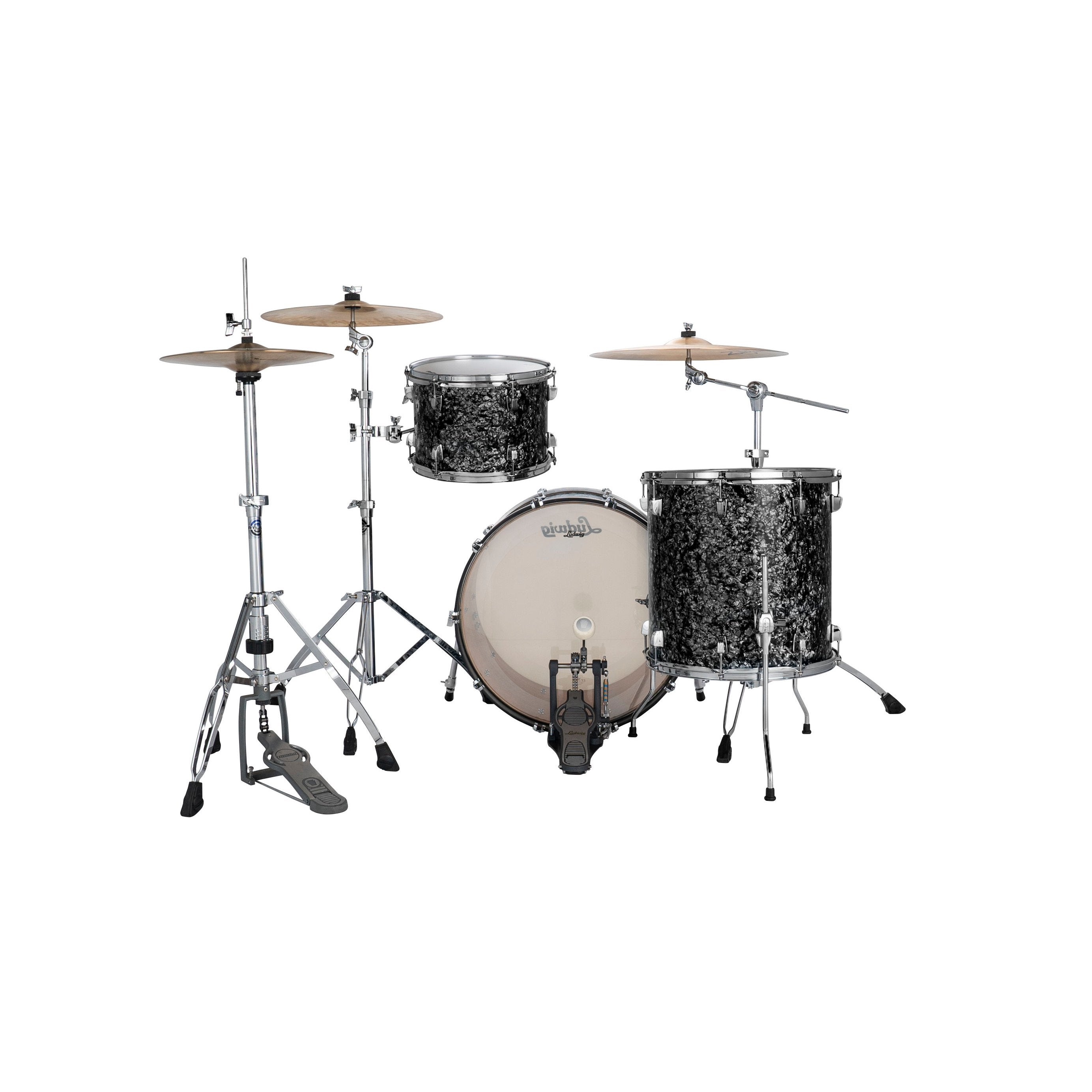 Ludwig NeuSonic Fab 3-piece Drum Set Shell Pack - Ebony Pearl - Image 3