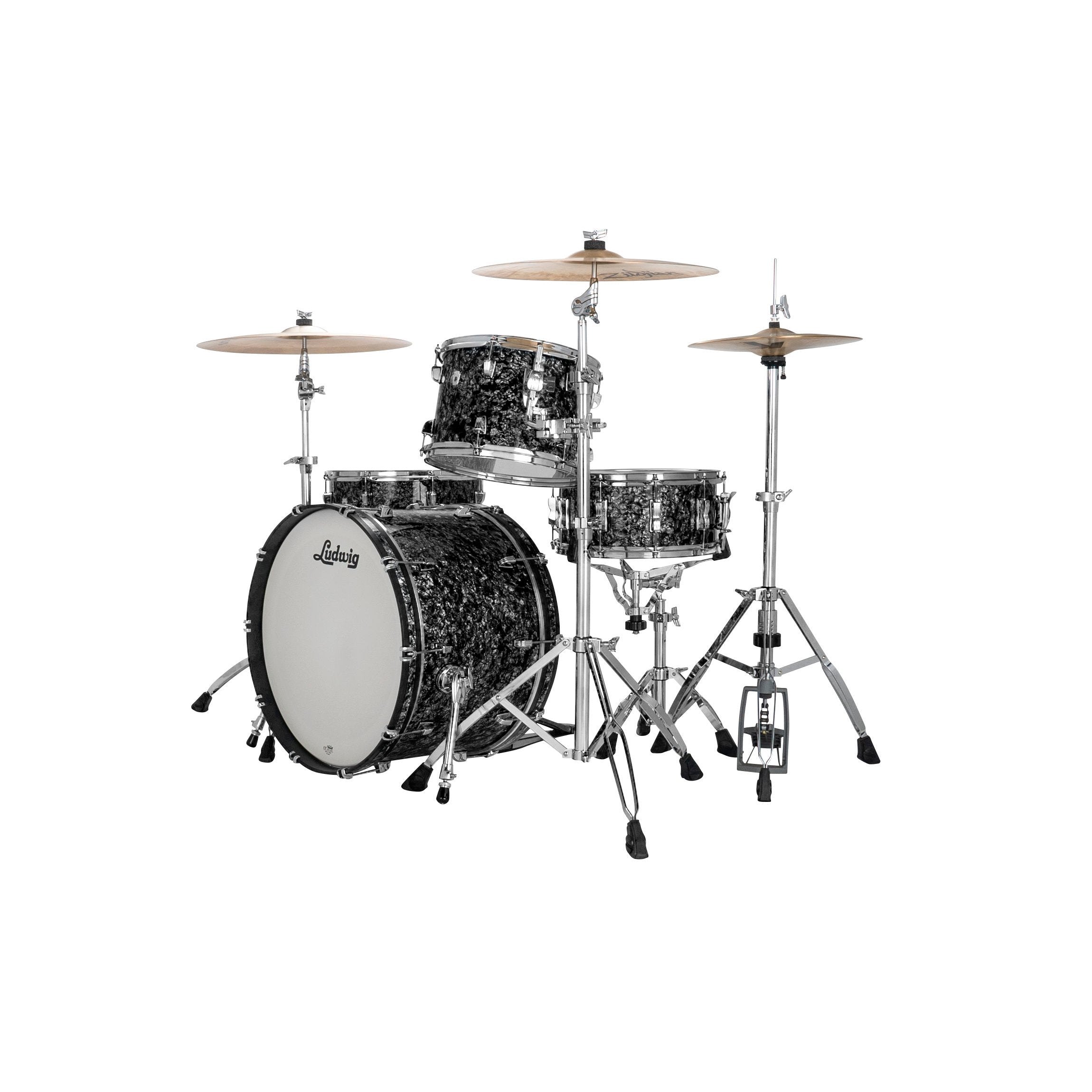 Ludwig NeuSonic Fab 3-piece Drum Set Shell Pack - Ebony Pearl - Image 1