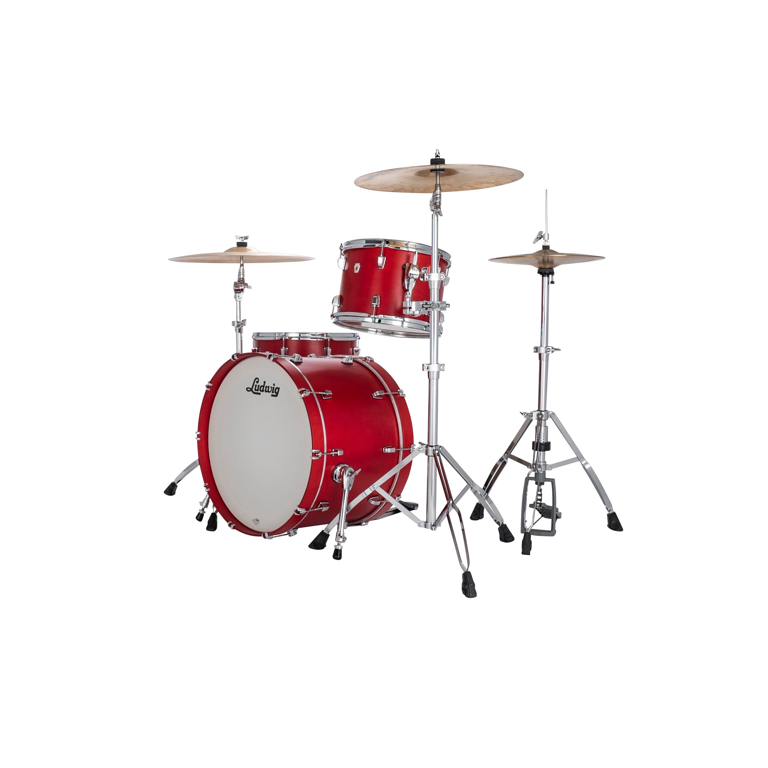 Ludwig NeuSonic Fab 3-piece Drum Set Shell Pack - Satin Diablo Red - Image 2