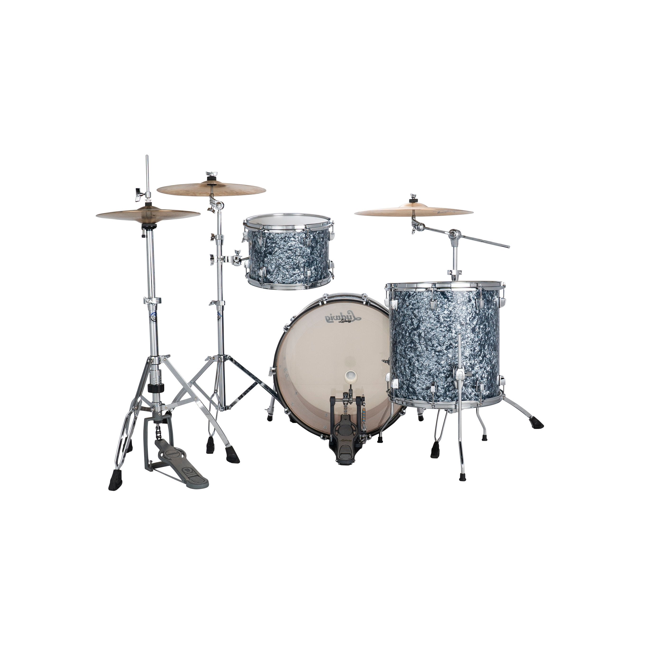 Ludwig NeuSonic Fab 3-piece Drum Set Shell Pack - Steel Blue Pearl - Image 2