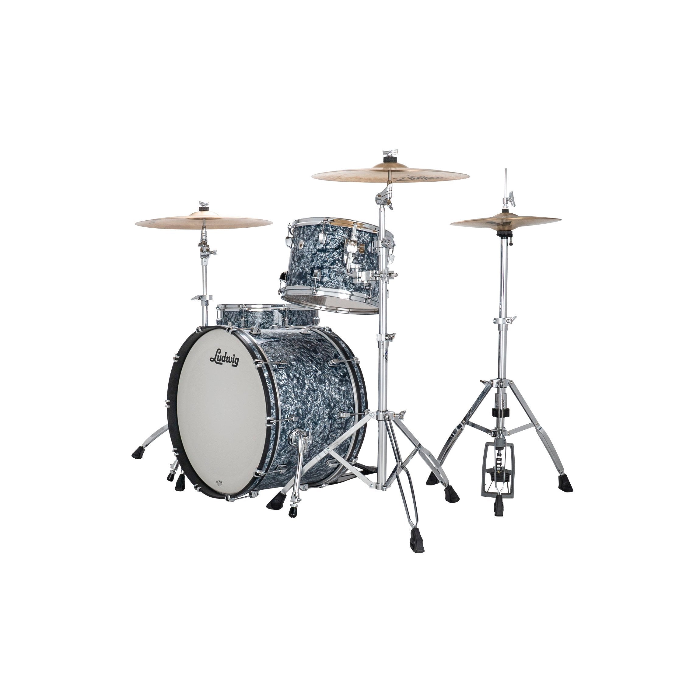 Ludwig NeuSonic Fab 3-piece Drum Set Shell Pack - Steel Blue Pearl - Image 3