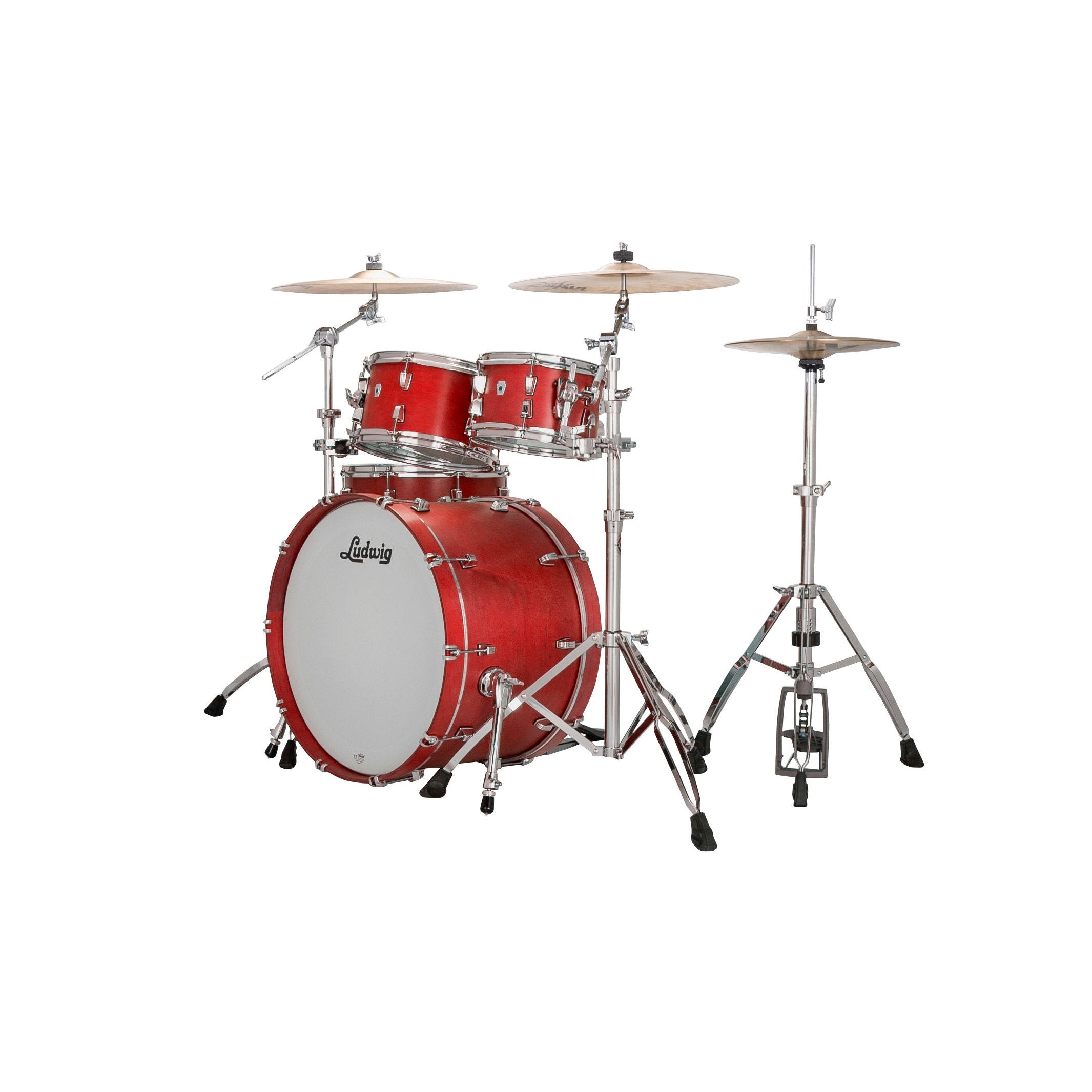 Ludwig NeuSonic Mod 4-piece Drum Set Shell Pack - Satin Diablo Red - Image 2