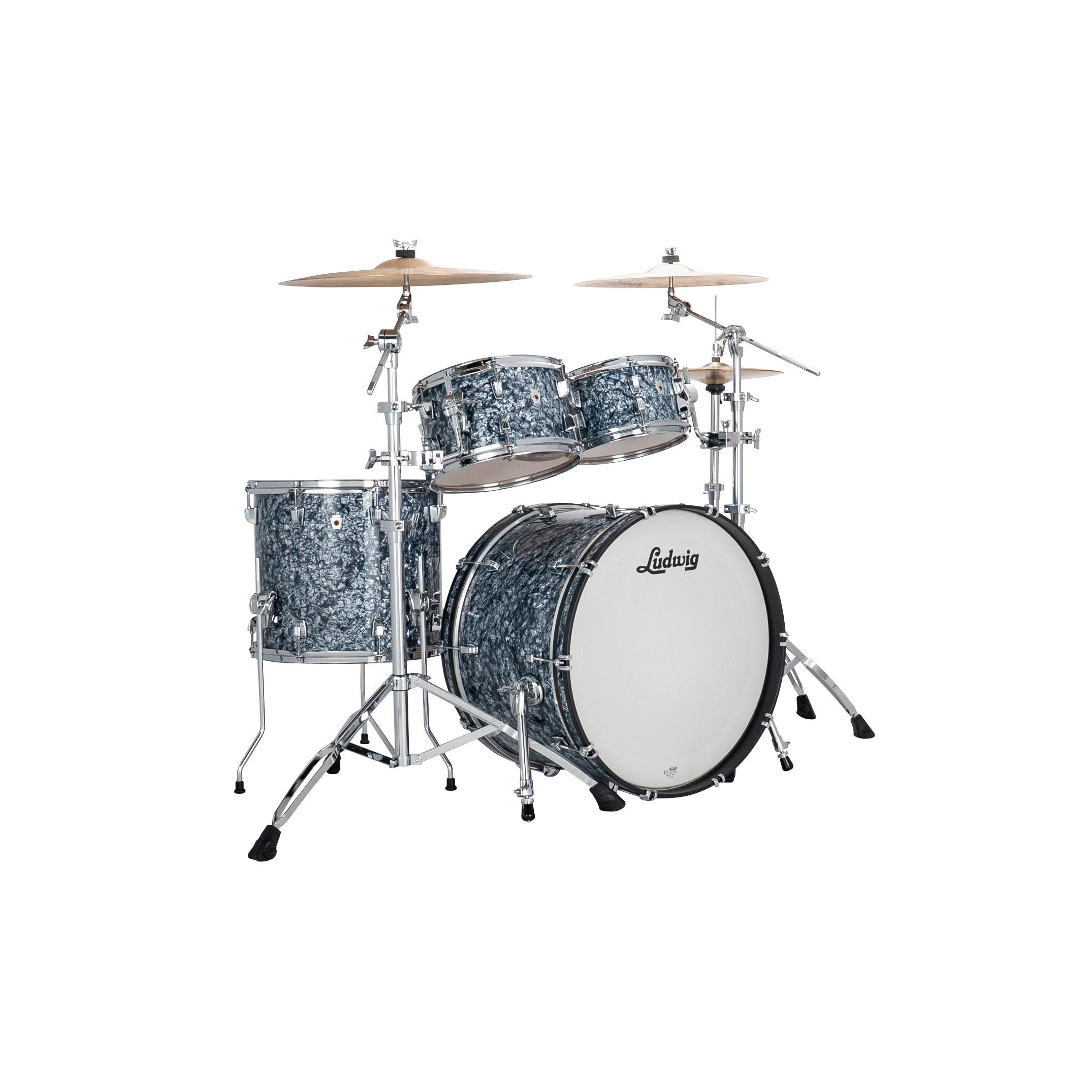 Ludwig NeuSonic Mod 4-piece Drum Set Shell Pack - Steel Blue Pearl - Image 1