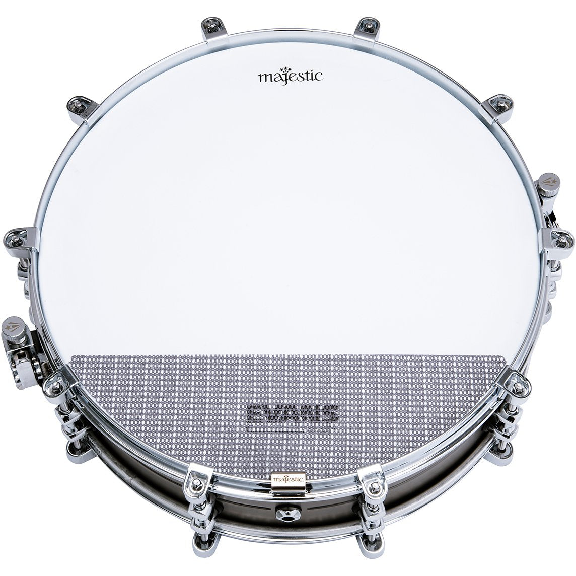 Majestic 14"x5" Brass Opus One Snare Drum with Frequency Modifier on Drumhead Straight