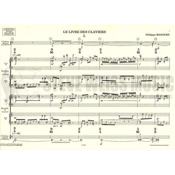 Manoury-Le Livre des Claviers (S)-V/2M/tuned gongs