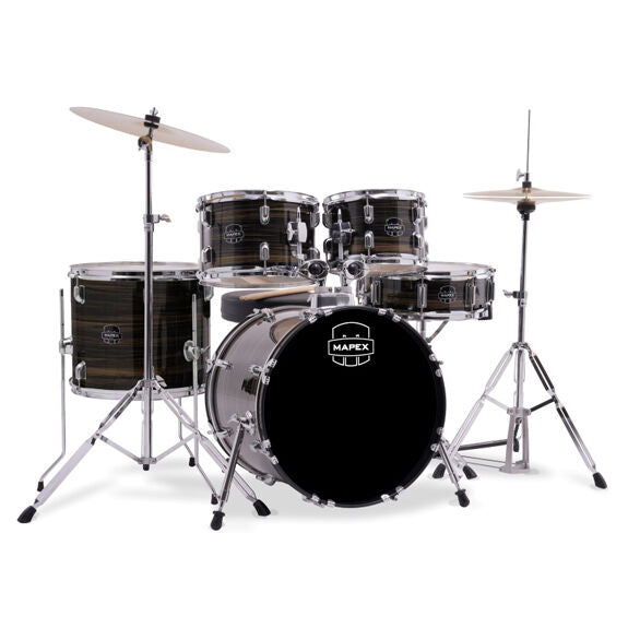 Mapex Comet Series 5pc Complete Drum Set 18" Bass Drum - Ebony Yellow Grain